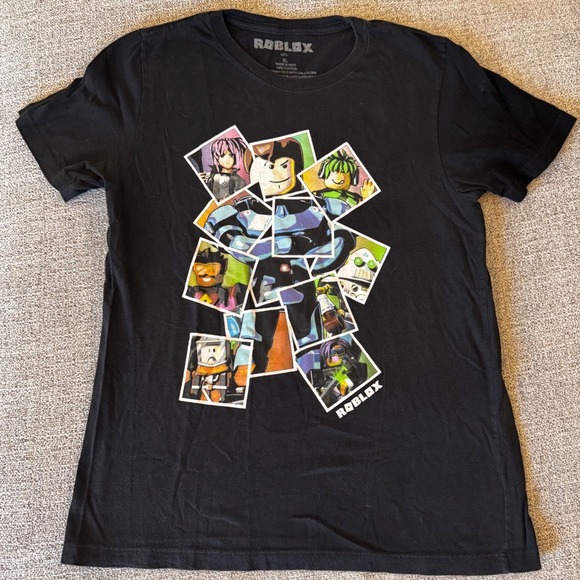 Roblox Graphic Print Black 100% Cotton T-Shirt Kids Size XL Gaming Theme Tee - Picture 1 of 4